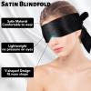 2Pcs Satin Eye Mask Sleep Mask, Adjustable Blindfold Soft Satin Eye Covers Blind Fold Valentine's Day Gifts for Women for Travel, Nap, Meditation,150cm/59inch (Black) view 3