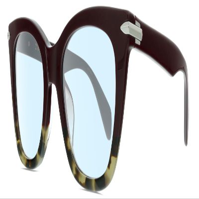 Calabria RNB 1029 Cateye Blue Light Filter Glasses +2.50 Burgundy Red Havana Tortoise Silver Women Trendy Readers Eyeglasses