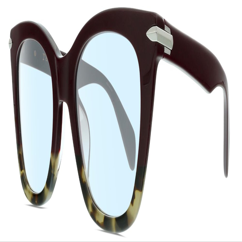Calabria RNB 1029 Cateye Blue Light Filter Glasses +2.50 Burgundy Red Havana Tortoise Silver Women Trendy Readers Eyeglasses