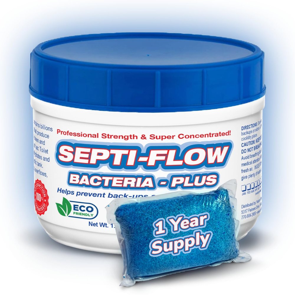 Septic Tank Treatment | Septic Enzyme Pods | 1 Year Supply | 2+ Billions CFUs per Pod | Fast-Dissolving, Live Bacteria-Plus Enzymes | Prevents Backups & Odors | Made in USA by Septi-Flow | 12 Packets