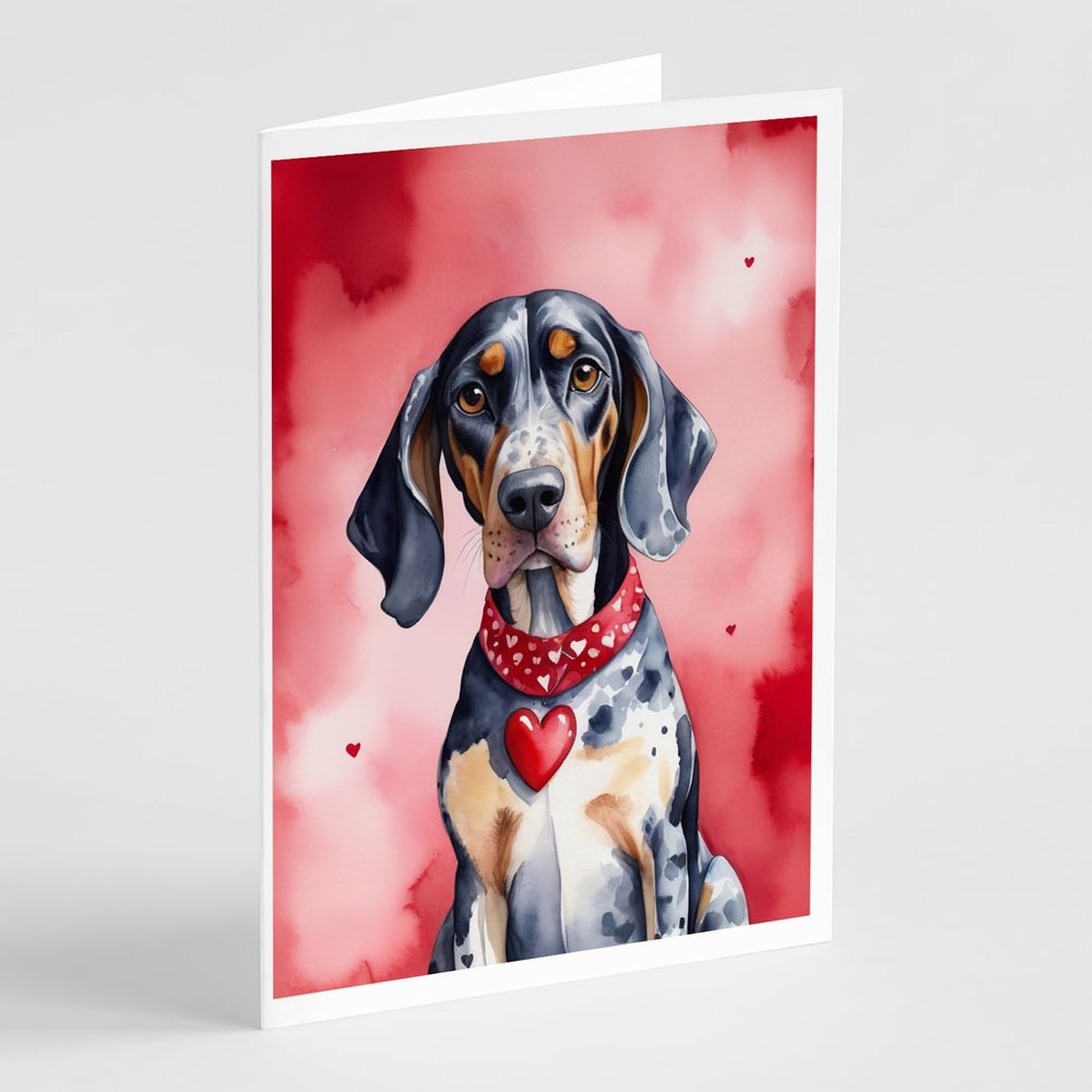 Caroline's Treasures DAC5291GCA7P Bluetick Coonhound My Valentine Greeting Cards Pack of 8 Blank Cards with Envelopes Whimsical A7 Size 5x7 Blank Note Cards