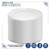 10.25" White and Silver Plastic Dinner Plates (100 Pack) - Elegant, Heavy Duty Disposable Set for 100 Guests - Wedding, Thanksgiving, Christmas view 2