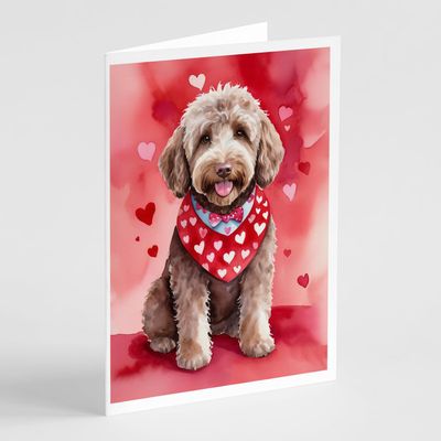Caroline's Treasures DAC5380GCA7P Labradoodle My Valentine Greeting Cards Pack of 8 Blank Cards with Envelopes Whimsical A7 Size 5x7 Blank Note Cards