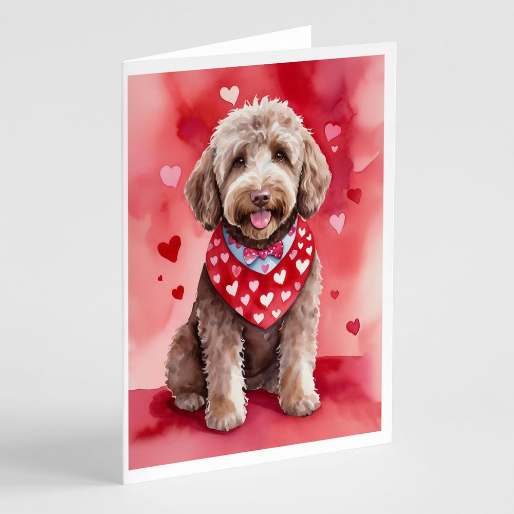 Caroline's Treasures DAC5380GCA7P Labradoodle My Valentine Greeting Cards Pack of 8 Blank Cards with Envelopes Whimsical A7 Size 5x7 Blank Note Cards