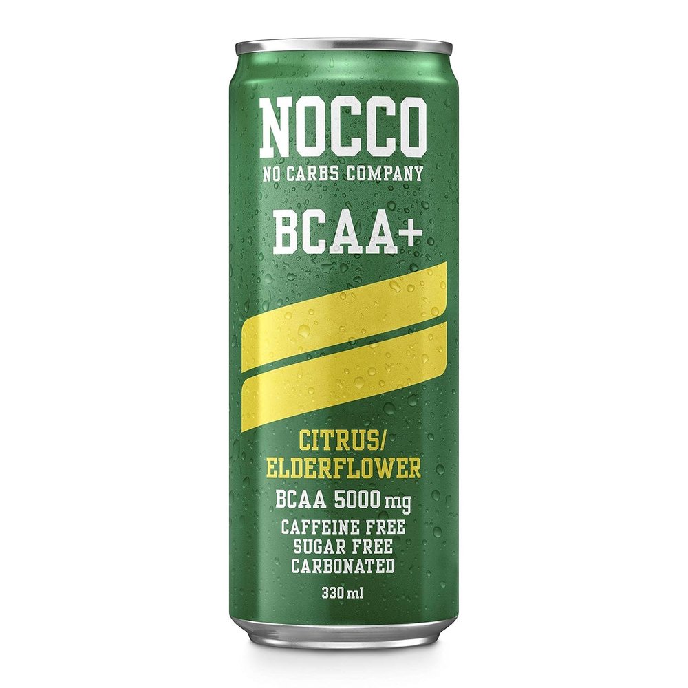 Nocco BCAA Energy Drink 330ml Caffeine Free - Citrus/Elderflower, Pack of 12