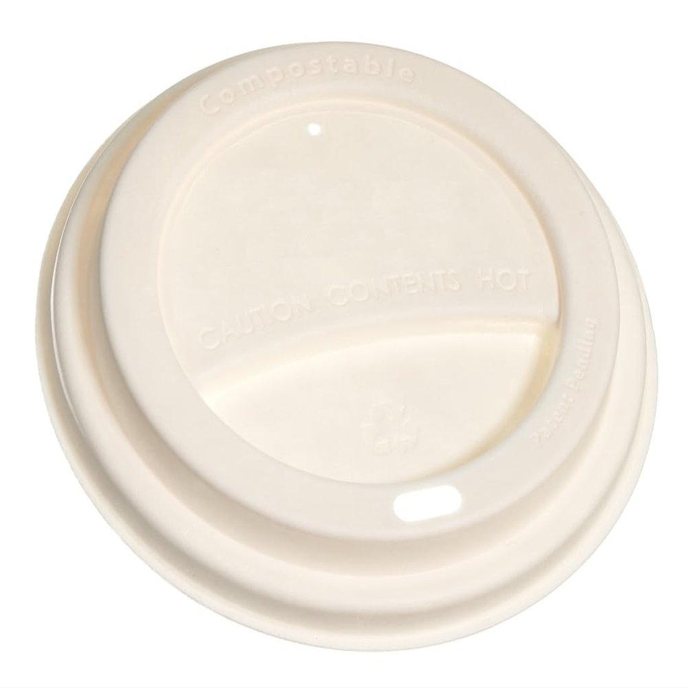 EcoQuality Disposable Fiber Coffee Cup Dome Lids for Coffee & Tea Cups - 100% Compostable & Biodegradable - Fits 10oz, 12oz, 16oz, 20oz Paper Cups - Durable & Sturdy - Easy Sip Hole - 90MM Size (25)