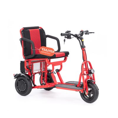 Alton Folding Mobility Scooter - Cougar Red, Lightweight & Portable, 3-Wheel, 280lbs Load, 49lbs Weight, 15mi Range