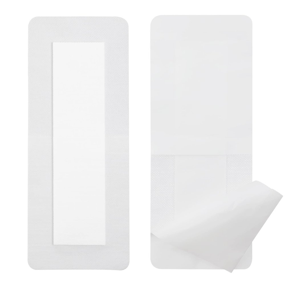 10 Pcs Waterproof C-Section Adhesive Island Dressing | 4x10 Inch Tummy Tuck Incision Long Post Surgery Bordered Gauze Bandage + Absorbent Dressing Pad Sterile Large Wound Recovery