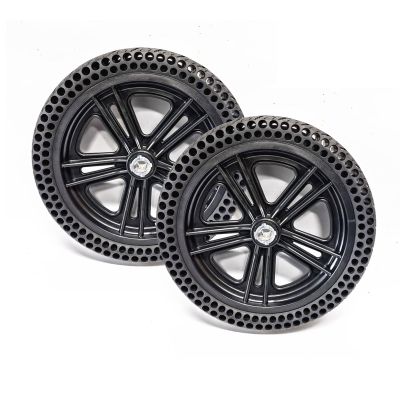 1 Pair 12 Inch Replacement Wheelchair Rear Wheels, 12x2.50 Honeycomb Solid Rubber Tire with 11/16" (17mm) Bearings and Keyway 6mm for Most Electric Wheelchairs