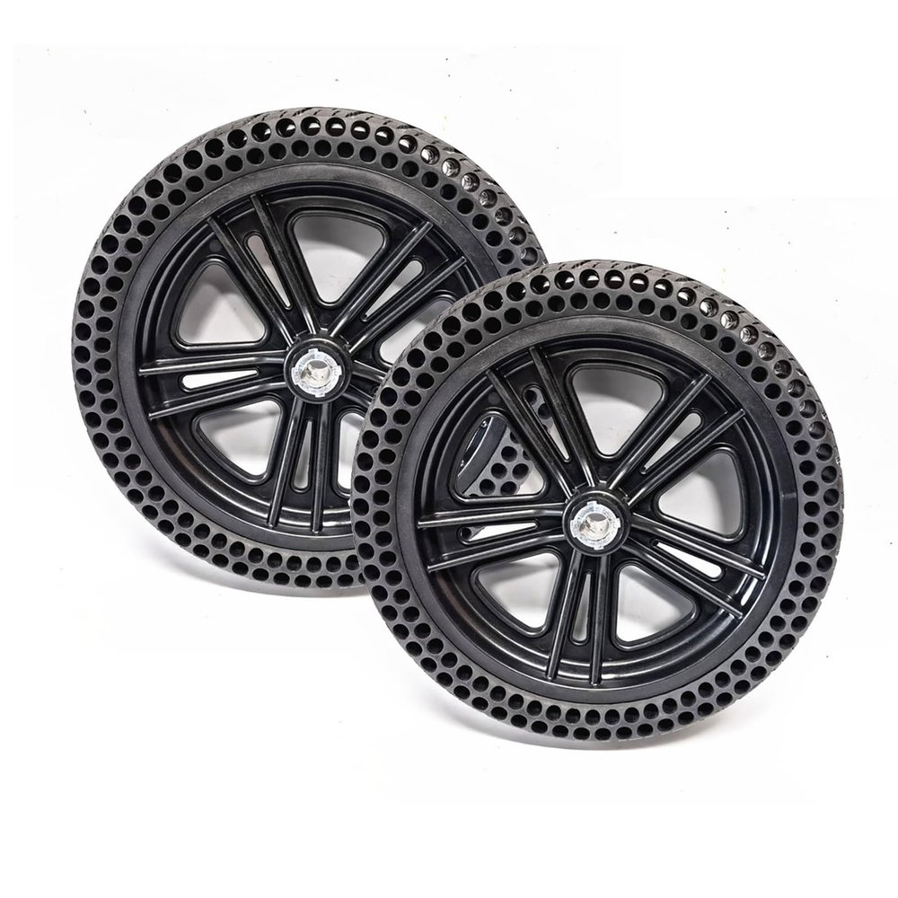 1 Pair 12 Inch Replacement Wheelchair Rear Wheels, 12x2.50 Honeycomb Solid Rubber Tire with 11/16" (17mm) Bearings and Keyway 6mm for Most Electric Wheelchairs