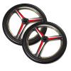 1 Pair 24 Inch Replacement Wheelchair Rear Wheels for Most Electric Wheelchairs, Non-Inflatable PU Solid Wheelchair Wheel Assembly with Keyway, 11/16" (17mm) Bearing view 1