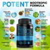 12-in-1 Nootropic Brain Supplement Anhydrous: Ginkgo Biloba for Brain Support, Memory and Focus - B12, Alpha GPC, L Theanine and Choline Supplements with Bioperine non Caffeinated 1321mg (180ct) view 2