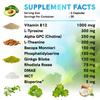 12-in-1 Nootropic Brain Supplement Anhydrous: Ginkgo Biloba for Brain Support, Memory and Focus - B12, Alpha GPC, L Theanine and Choline Supplements with Bioperine non Caffeinated 1321mg (180ct) view 4
