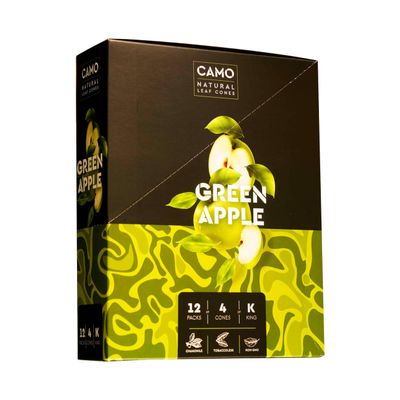 Camo Cones Natural Leaf King Cones 48 Cones Per Box (Green Apple) with Official Camo Cone Sticker