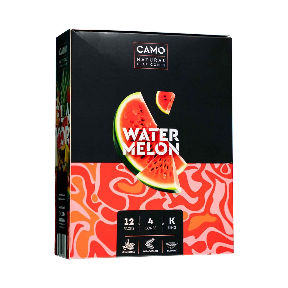 Camo Cones Natural Leaf King Cones 48 Cones Per Box (Watermelon) with Official Camo Cone Sticker