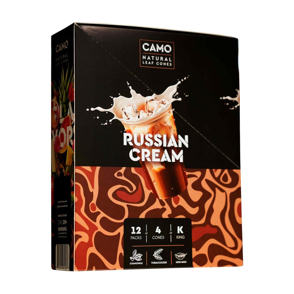 Camo Cones Natural Leaf King Cones 48 Cones Per Box (Russian Cream) with Official Camo Cone Sticker