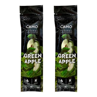 Camo Cones Natural Leaf King Cones 2 Pack - 4 Cones Per Pack (Green Apple) with Official Camo Cone Sticker