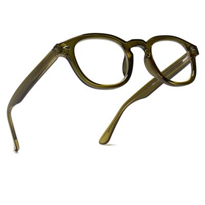 2SeeLife Retro Round Reading Glasses for Men and Women  Narrow-Medium Fit, Premium Readers Spring Hinges, Solid & Sturdy, Olive Green, +1.00