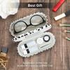 Muf 2 in 1 Double Sided Portable Contact Lens Case and Eyeglasses Case,Dual Use Design with Built-in Mirror,Tweezer and Contact Lens Solution Bottle Included for Travel Kit,Leopard Silver view 4