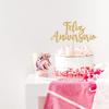 Feliz Aniversario Cake Topper, Spanish Happy Anniversary Decorations, Birthday Anniversary Cake Decor, Wedding Anniversry Party Decorations Gold Glitter view 2