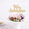 Feliz Aniversario Cake Topper, Spanish Happy Anniversary Decorations, Birthday Anniversary Cake Decor, Wedding Anniversry Party Decorations Gold Glitter view 4