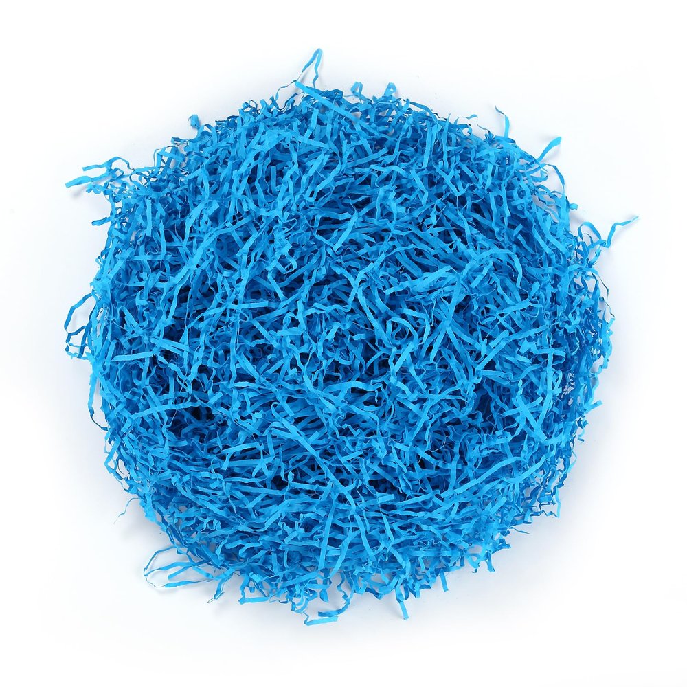 Cupvenient Easter Grass Crinkle Cut Paper Shred Filler 8 oz (1/2 LB) Filler for Wrapping Gifts, Crafting Activities, Display Merchandise (Sky Blue)