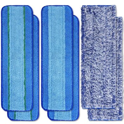 6 Pack Microfiber Cleaning Pads for Mop Hardwood Floor Cleaner Mop Replacement,Deep Microfiber Cleaning Pad ing Pad Wet Mop Dry Mop Cleaner (Light Blue)