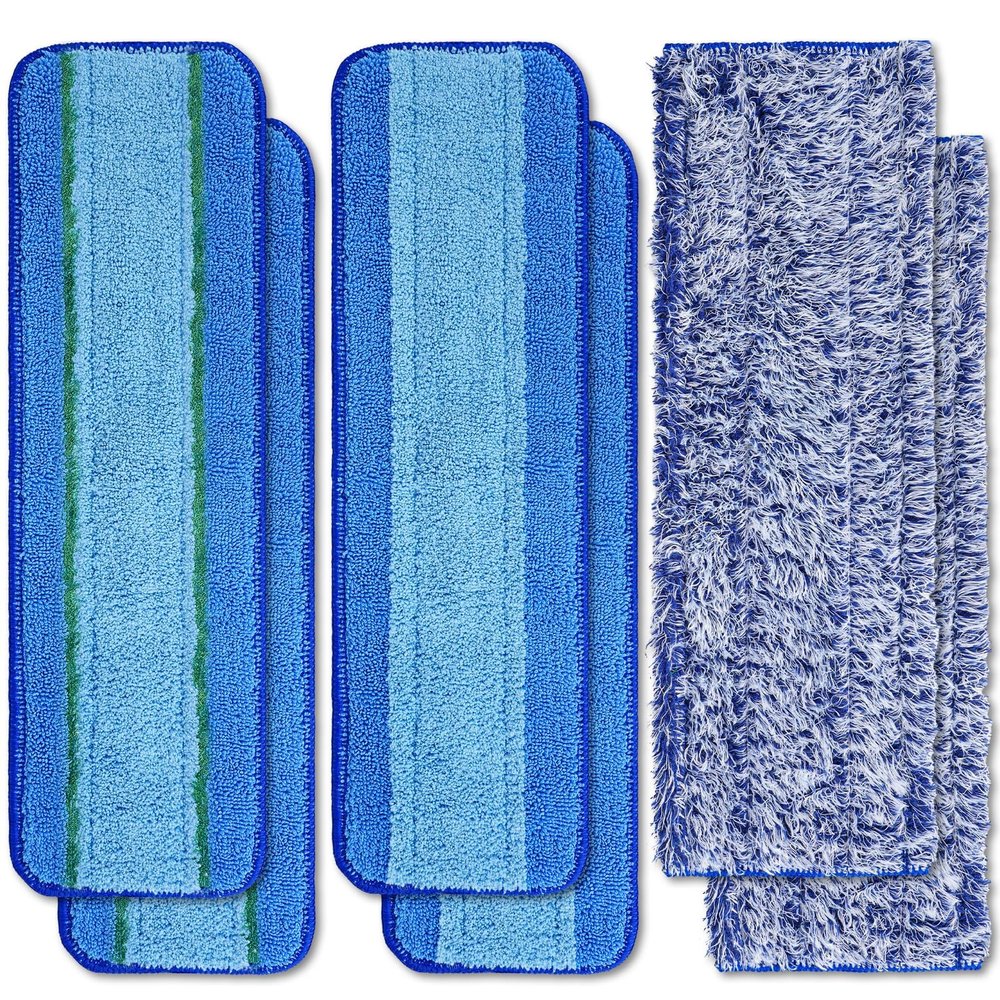 6 Pack Microfiber Cleaning Pads for Mop Hardwood Floor Cleaner Mop Replacement,Deep Microfiber Cleaning Pad ing Pad Wet Mop Dry Mop Cleaner (Light Blue)