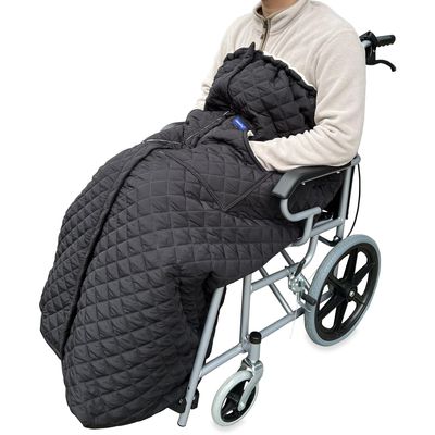 Wheelchair Blanket - Outdoor Lap Blanket with 2 Pockets for Hands - Waterproof and Windproof Foot & Leg Pocket Blanket - Thick Warm Fleece Lined Knee Blanket for Wheelchair, Recliner & Chair (M)