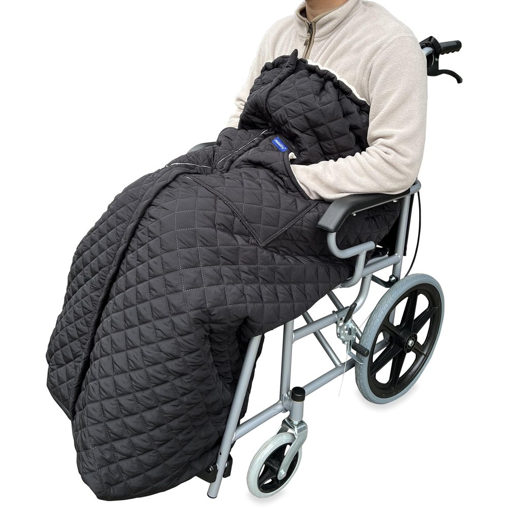 Wheelchair Blanket - Outdoor Lap Blanket with 2 Pockets for Hands - Waterproof and Windproof Foot & Leg Pocket Blanket - Thick Warm Fleece Lined Knee Blanket for Wheelchair, Recliner & Chair (M)