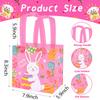 12Pack Easter Gift Bags with Handles, Easter Egg Hunt Bags, Reusable Non-Woven Easter Bags, Easter Bunny Bag, Easter Tote Bags for Kids Classroom, Egg Hunt Game, Easter Party Favors 8.3"7.9"5.9" view 2