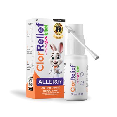 ClorRelief Antihistamine Throat Spray for Allergies Chlorpheniramine 0.5 FL Oz Relief for Itchy Throat, Sneezing, & Allergy Symptoms Non-Drowsy, Kid Use