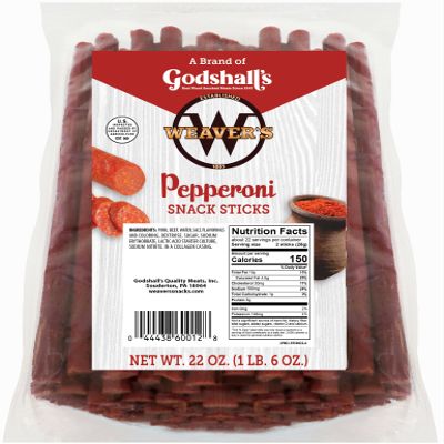 Weavers Pepperoni Snack Sticks (44 pepperoni flavored 7" pork snack sticks per 22oz bag)
