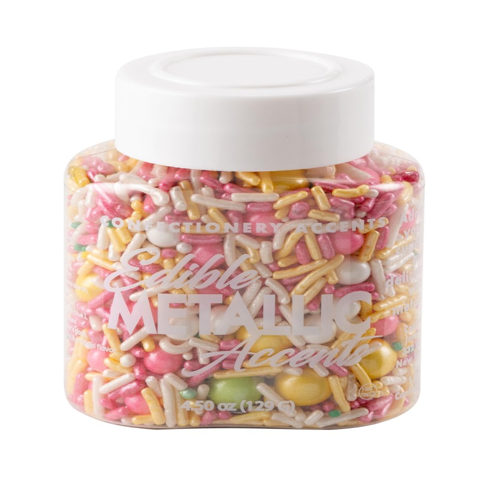 CANDY LANE/EDIBLE METALLIC ACCENTS - Confectionery Accents, Sprinkles Mix, Decorating Sprinkles, Medley Mix For Decorating, Baking Cookies, Cupcakes, Cakes, Cake Toppers, Jimmies, Easter Sprinkles Mix, Dairy Free, Gluten Free, Egg Free, Soy Free, Nut