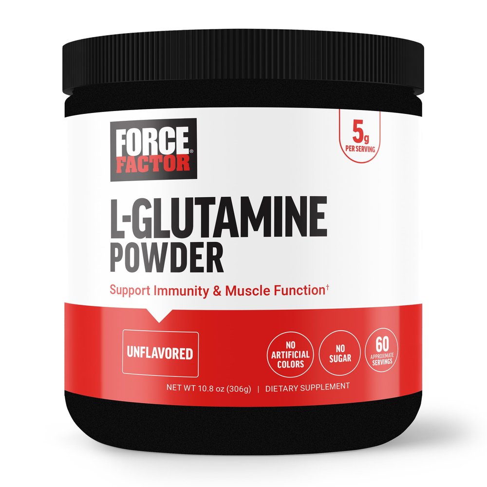 Force Factor L-Glutamine Powder for Post Workout Recovery, Muscle Recovery, Healthy Muscle Function, and Immunity, 5000mg/5g Glutamine Supplement, Vegan, Non-GMO, 60 Servings