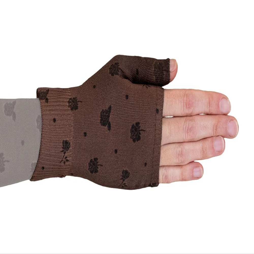 Lymphedivas Rose Noir Mocha Medical Graduated Compression Gauntlet for Lymphedema (30-40 mmHg Medium)