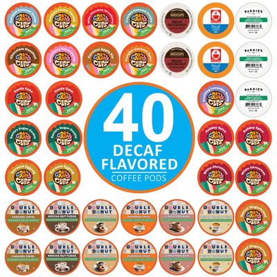 Crazy Cups Flavored Decaf Coffee Pods Variety Pack Compatible with Keurig K Cups Brewers, 40 Count, Assorted Decaffeinated Flavored Coffee Sampler(Pack of 1)