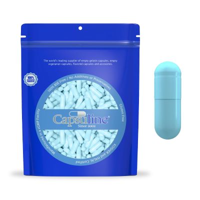 Capsuline Colored Size 0 Empty Vegan Capsules - 1000 Count - Empty Veggie Pill Capsules - DIY Vegetable Capsule Filling - Empty Caps - Kosher and Halal Certified - Non-GMO (Aqua Blue)