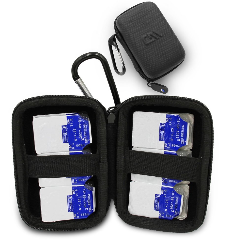 CASEMATIX Travel Case for Contact Lenses Fits 12 Daily Disposable Contacts in a Compact Dual-sided Storage Case with Clip On Carabiner - Includes Daily Contact Lens Case Only