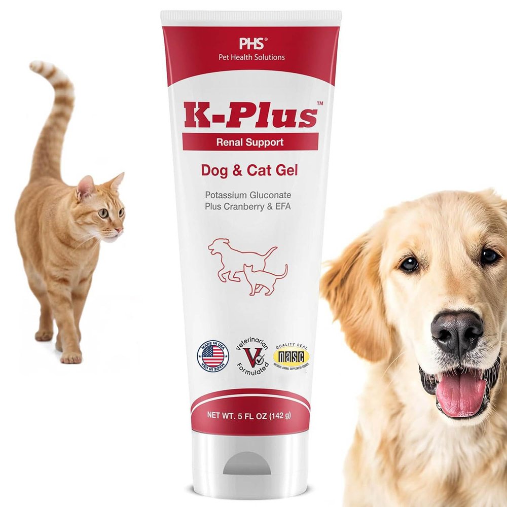 K-Plus Gel for Dogs & Cats Potassium Citrate & Cranberry Supplement for Kidney, Urinary Tract Health, UTI Relief, Stone Prevention, Electrolyte Balance, Muscle & Heart Function - Made in USA - 5 oz
