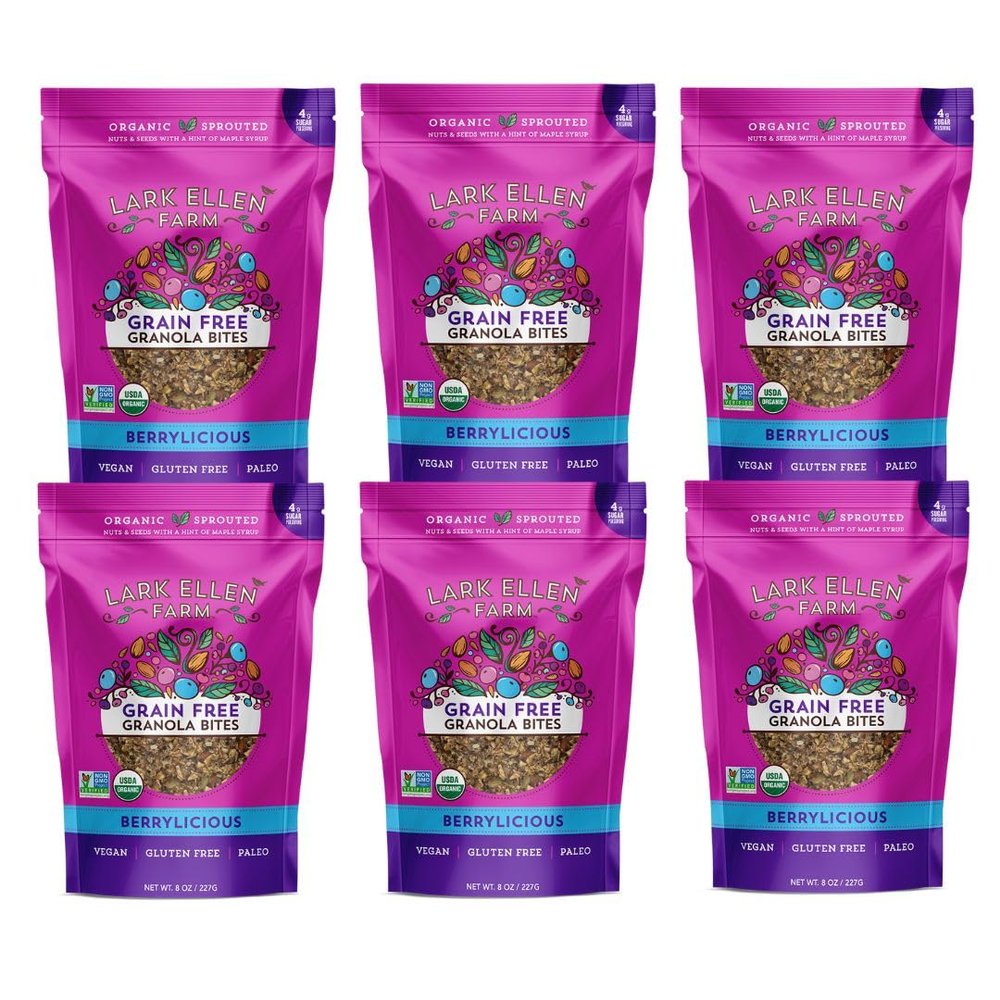 Lark Ellen Farm Berrylicious Granola Clusters: Raw, Organic, Vegan. Low Carb, Paleo. Gluten-Free Bites. Healthy Breakfast/Snack, 8 oz, 6 Pack