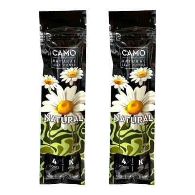 Camo Cones Natural Leaf King Cones 2 Pack - 4 Cones Per Pack (Natural) with Official Camo Cone Sticker