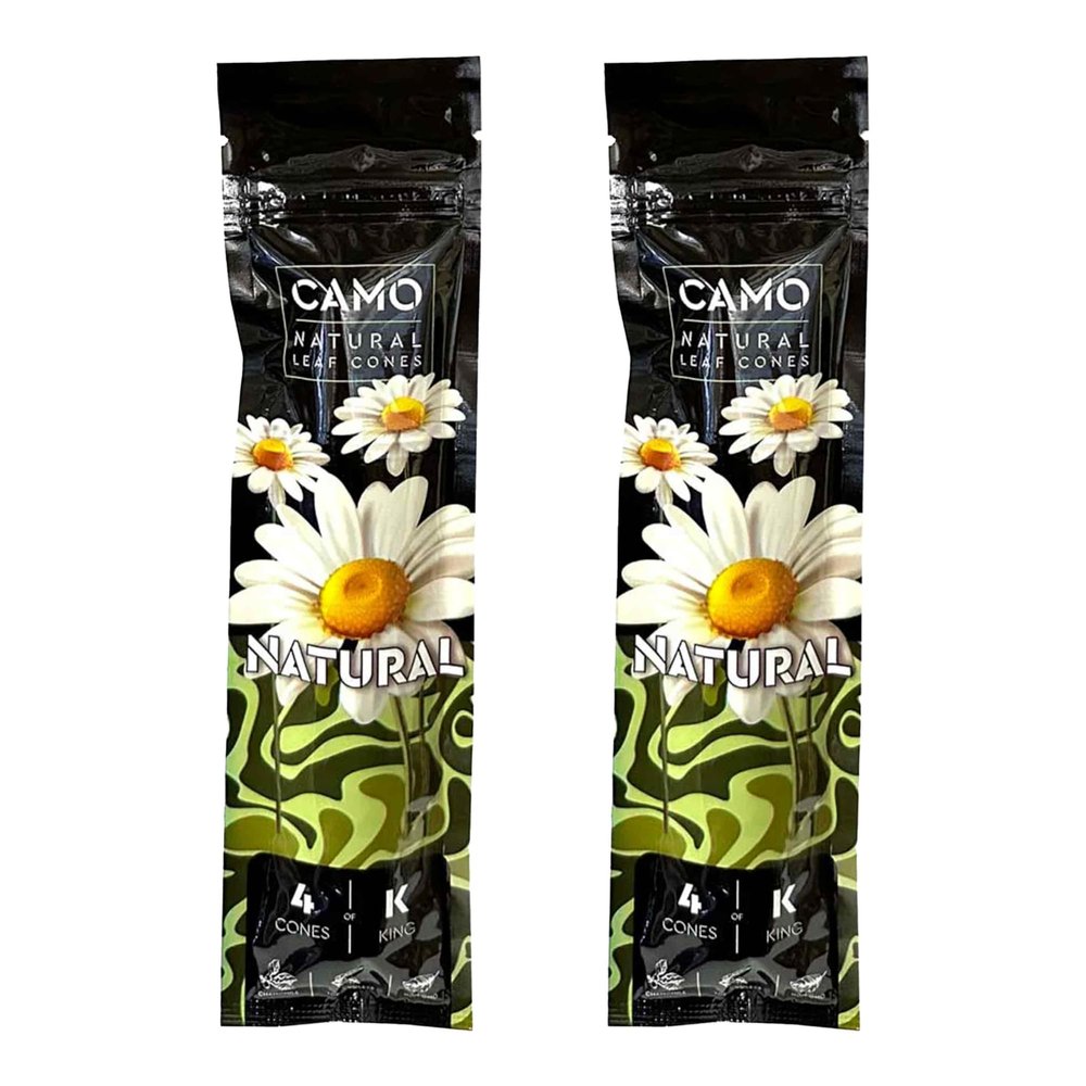 Camo Cones Natural Leaf King Cones 2 Pack - 4 Cones Per Pack (Natural) with Official Camo Cone Sticker