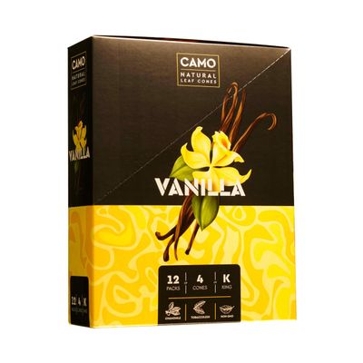 Camo Cones Natural Leaf King Cones 4 Cones Per Pack (Honey, Natural, Blueberry, Watermelon, Strawberry, Vanilla, Green Apple, Pineapple, Russian Cream, and Peach) (Vanilla, 12 Pack)