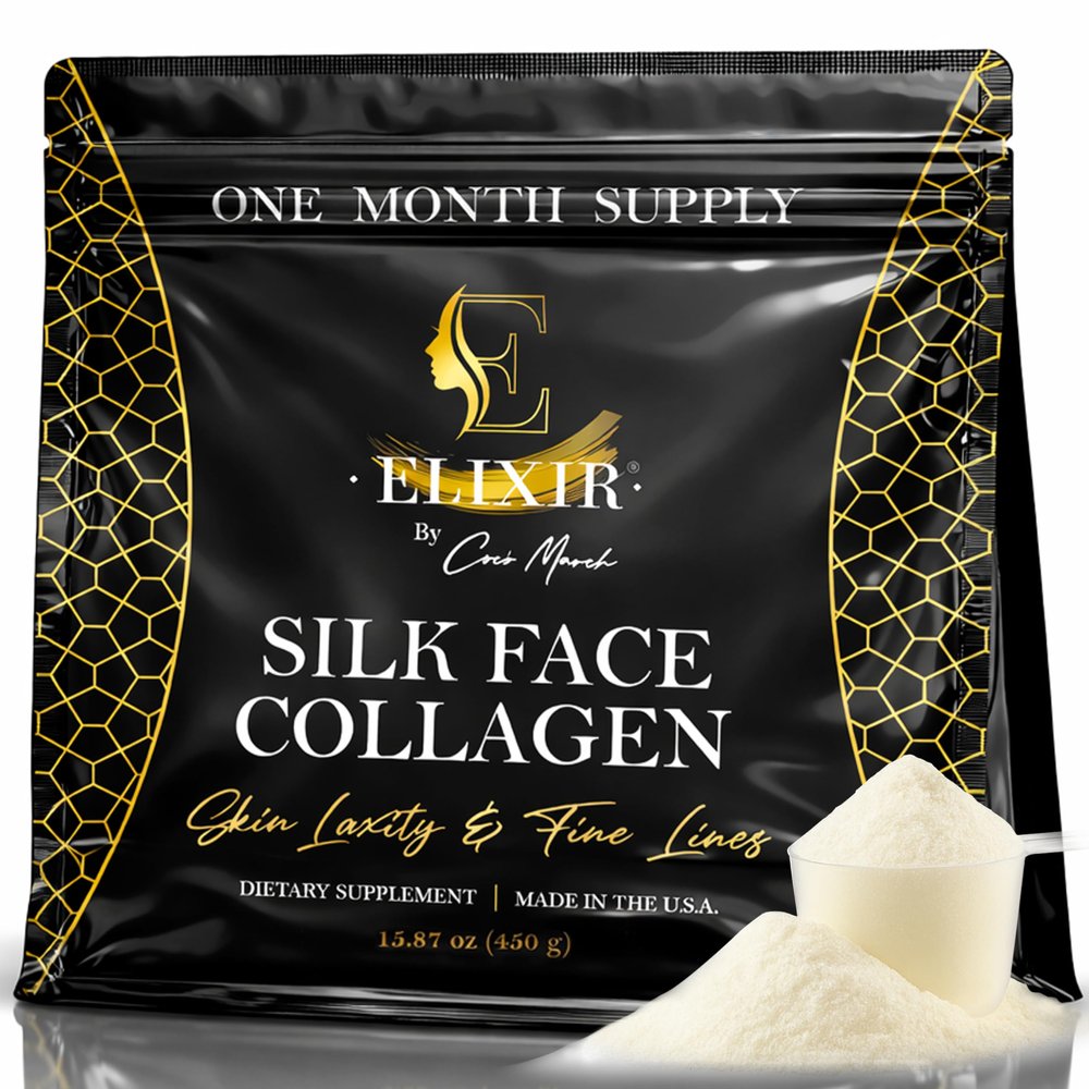 Silk Face Collagen - Collagen Peptides Powder for Women, Face and Neck 14g Protein | Ultra Low Molecular Weight Collagen  for Skin, Hair, Nail, Joint & Gut Health, 15.87 oz (450g) Coc March