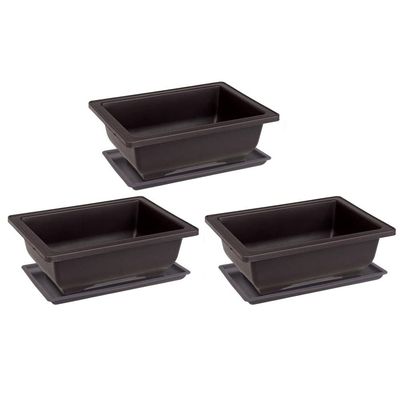 Hintyne Bonsai Pots Bonsai Training Pot Plastic Rectangular Plant Flower Pot Succulent Planter with Tray Bonsai Tree Pots 6PCS