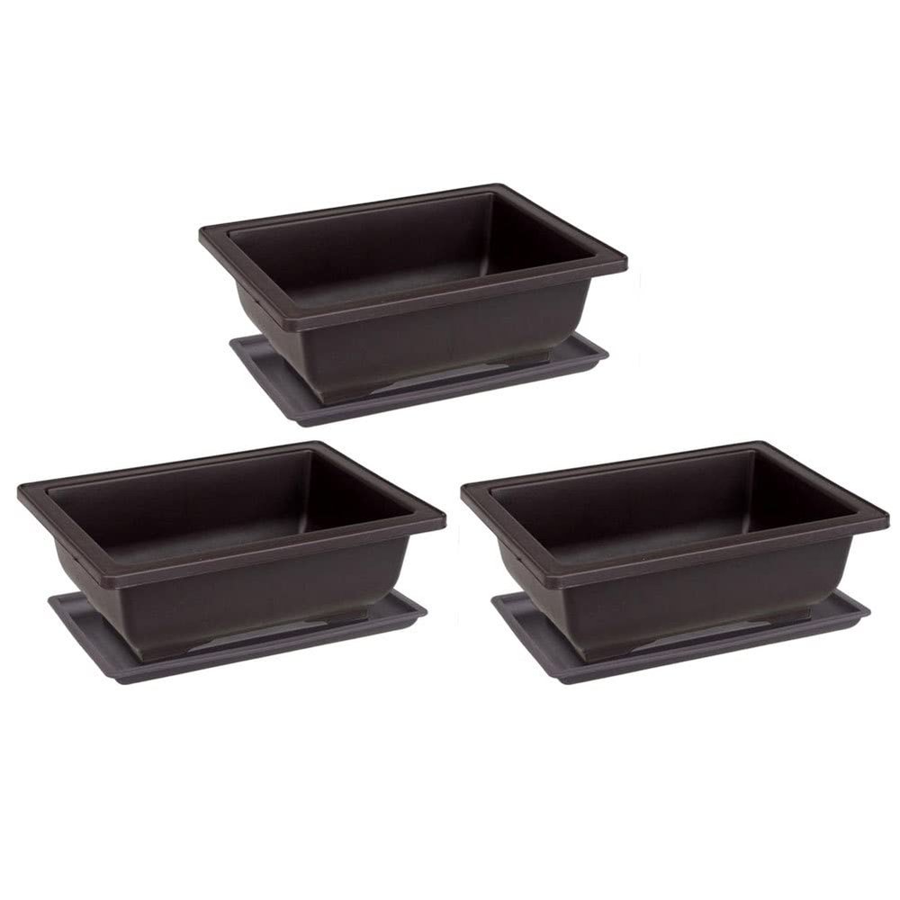 Hintyne Bonsai Pots Bonsai Training Pot Plastic Rectangular Plant Flower Pot Succulent Planter with Tray Bonsai Tree Pots 6PCS