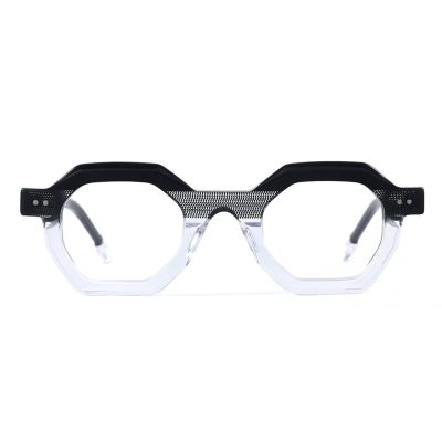 AOOLIA Geometric Reading Glasses for Women Vintage Dual-color Mini Full Rim Multicolor Blue Light Blocking Reader Eyeglasses (Black, 1.25, x)