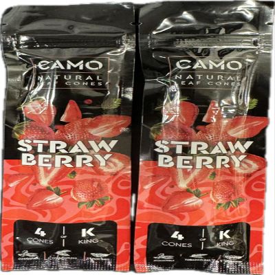 Camo Cones Natural Leaf King Cones 2 Pack - 4 Cones Per Pack (Strawberry) with Official Camo Cone Sticker