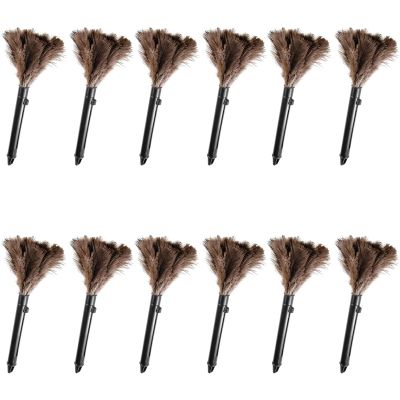 FeelfunFeather Retractable Feather Duster-Genuine Ostrich Feathers,Anti-Static,Reusable Eco-Friendly Handheld Cleaning for Keyboard,Home,Car,Office(10 to 15 Inches) 12Pack